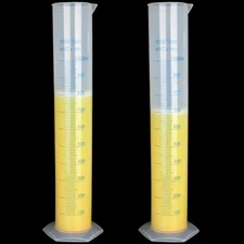 2Pack 1000ml Plastic Graduated Cylinder, 2-Sided Marking Lab Cylinders Clear ...