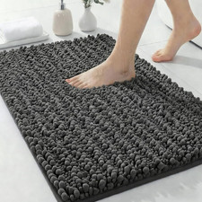 Bathroom Rugs Dark Grey 32X20,Extra Soft Absorbent Chenille Bath Rugs,Thick Non-