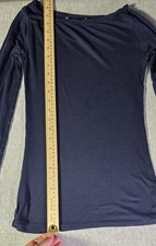 Womens BCBG MAX A Shirt S Small Navy Cotton long sleeve