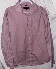 Pronto Uomo 16.5 36/37 Tall Slim Fit Dress Shirt Pink Geometric Long Sleeve