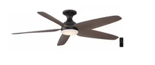 Hampton Bay Ceva 54" Matte Black Ceiling Fan Barn Maple Blades Adjustable White