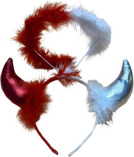 Feather Headband Halloween Devil Horns Headband,Angel Halo Devil Headpiece Demon