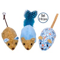 Nobby Katzenspielzeug PlüSch MäUse 3Er Set Mit Catnip Blau 12 Cm