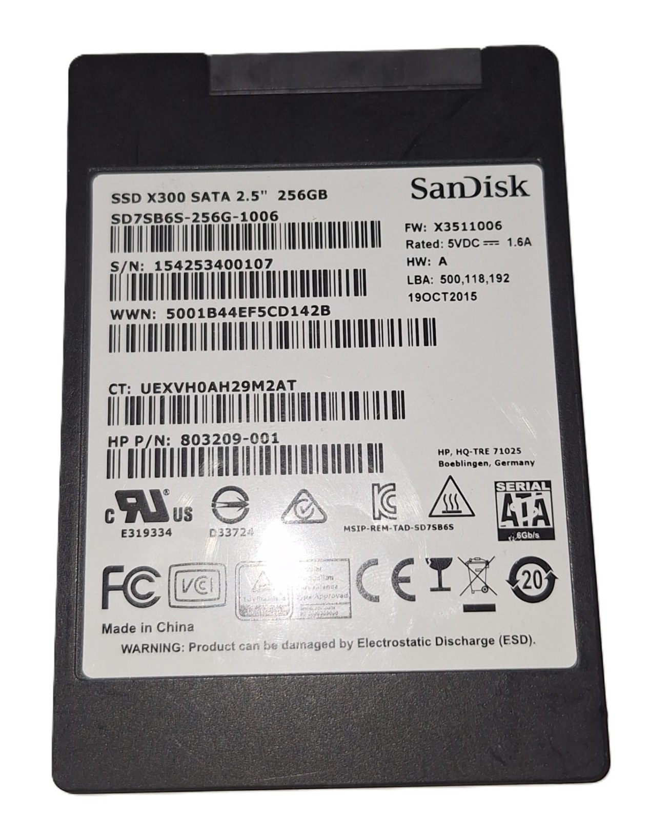 SSD da 256GB SanDisk da 2,5" SATA 3.0 modello SD7SB6S-256G-1006