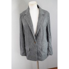 Faherty Blazer XS Grey Organic Cotton Relaxed Single Button Women Professional