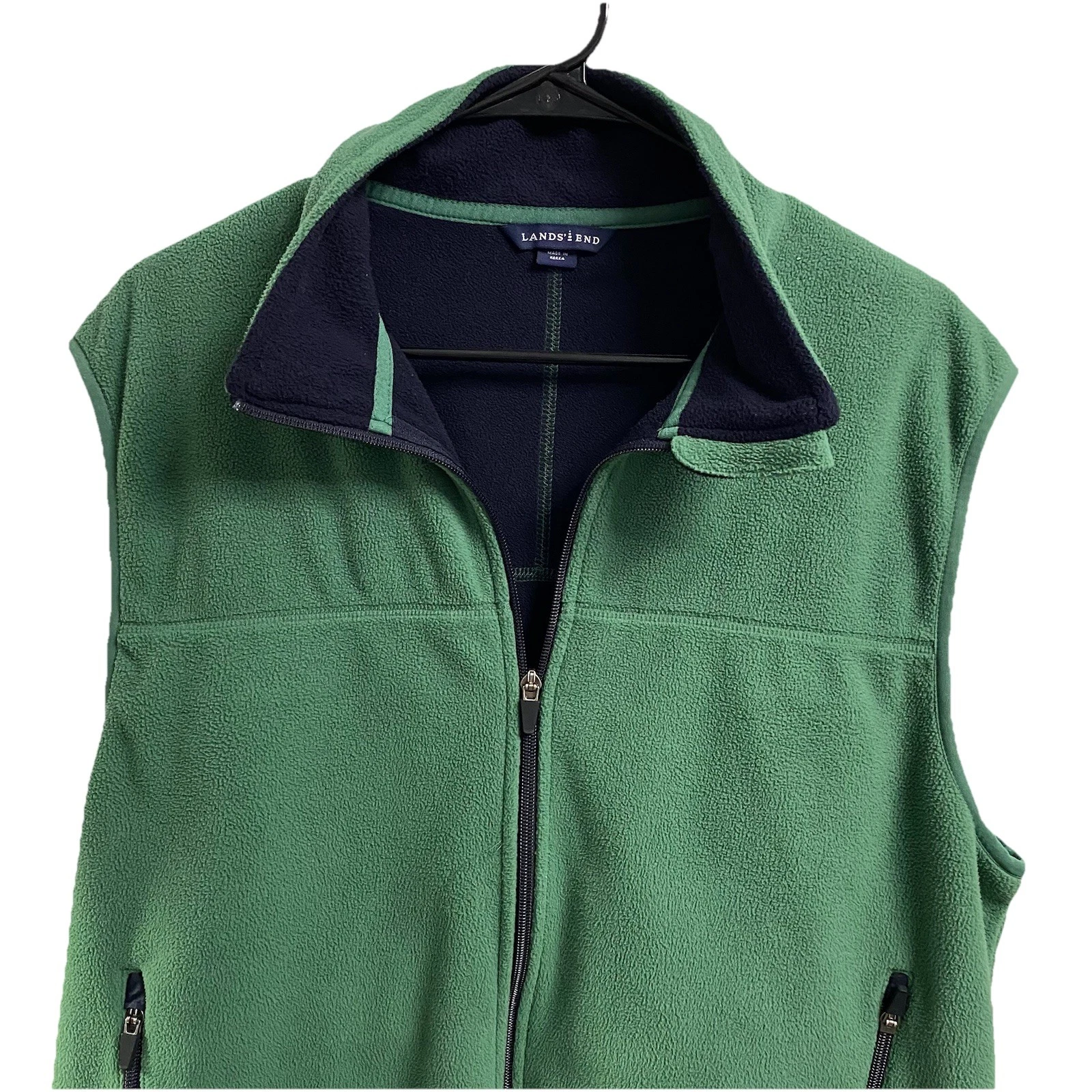 Lands End Men’s Sleeveless Fleece Green Vest Full Zip Activewear Sz. L (42-44)