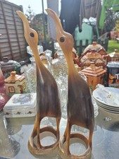 Vintage Carved Cows Horns Comes As A Pair Excellent Condition