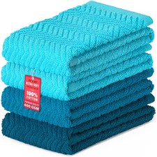 100 Cotton Kitchen Dish Towels 15x25 Inch Premium 400 GSM Blue Set 4 PCS