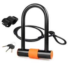 Bike U Lock with Cable Heavy Duty Bike Lock Bicycle U Lock, 14mm Shackle and ...