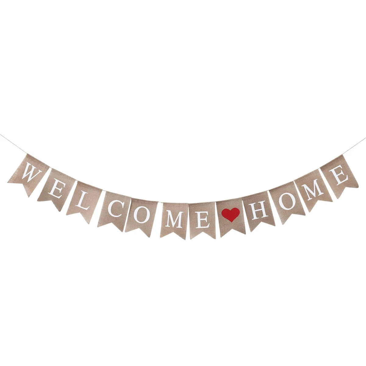 Welcome Home Banner – Schwalbenschwanz-Wimpelkette Aus Leinen – 2,8 M Lang – Für Familienfeiern & Überraschungen