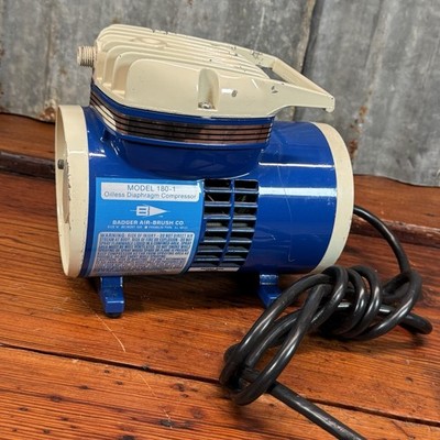 Badger Air-Brush Co. Oilless Diaphragm COMPRESSOR Mo. 180-1 Blue Airbrushing
