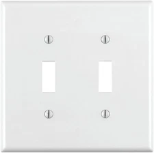 2-Gang Toggle Wallplate, Thermoplastic Nylon, 80709-W, White