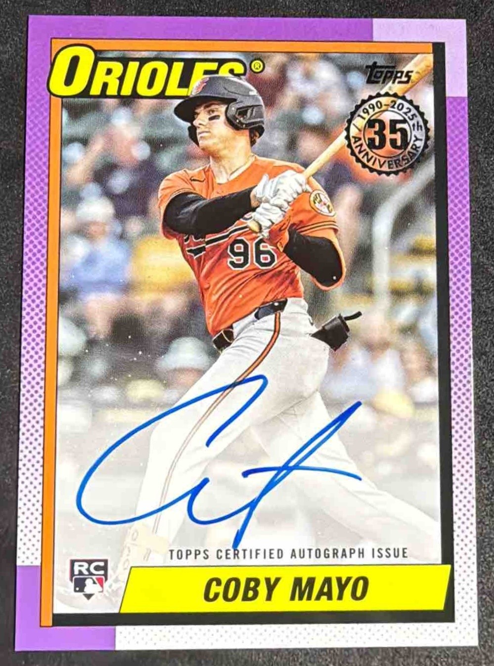 2025 Topps Coby Mayo #90A-CMA 1990 Baseball Auto Series 1 RC Orioles
