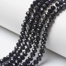 10 Strands Black Briolette Glass Beads 6mm Faceted Rondelle Tiny Crystal Loose B