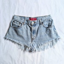 Womens Levis 550 Classic 8 L Cutoff Shorts Distressed Frayed Light Wash Vintage