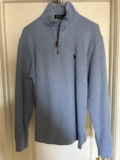 Polo Ralph Lauren Men s Medium Blue Pullover 1/4 Zip Sweater