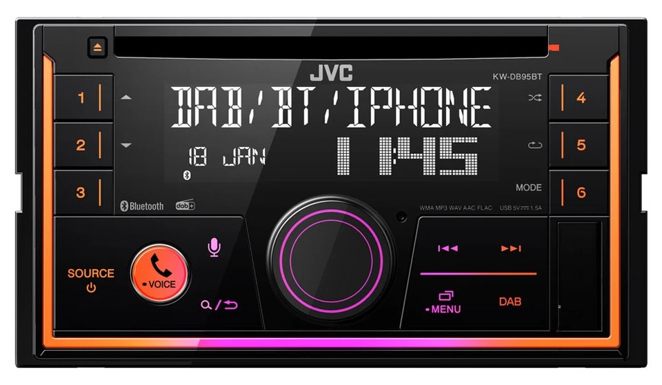 JVC KW-DB95BT 2-DIN Autoradio mit DAB+/Bluetooth/Amazon Alexa/CD/AUX/USB - Bild 3 von 4