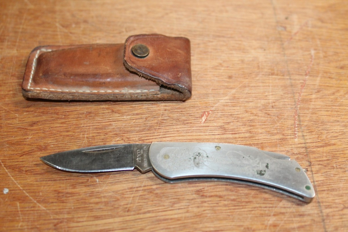 Vintage Zippo Bradford PA Advertise Lockback Knife Fisherman Vintage Zippo Bradford PA Advertise Lockback Knife Fisherman