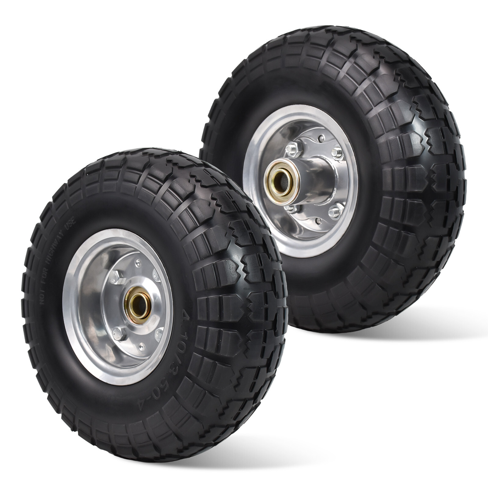 2pcs 10" 4.10/3.50-4" Solid  Flat Free Wheel Tire Hand Truck Wagon Wheelbarrow