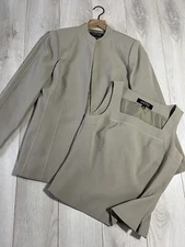 Kasper Gray Seamed Jacket + Vest Set Sz 4