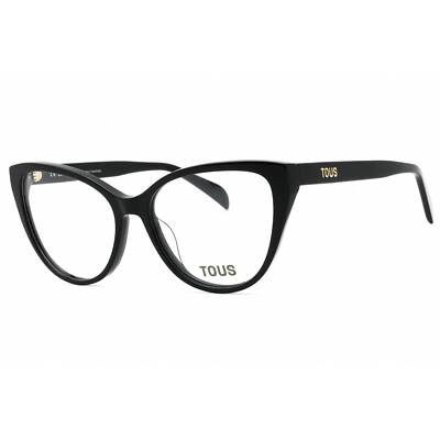 Tous Women's Eyeglasses Shiny Black Acetate Cat Eye Full Rim Frame VTOB95 0700