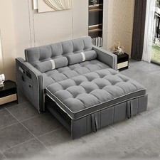 3 in 1 Convertible Sleeper Sofa Bed 55" Velvet Loveseat Pull Out Sofa Bed Couch