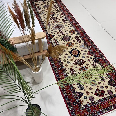 Handmade (2'9'' x 9'10'') Qashqai Tribal Afghan Veg Dye Soft Wool Runner Rug