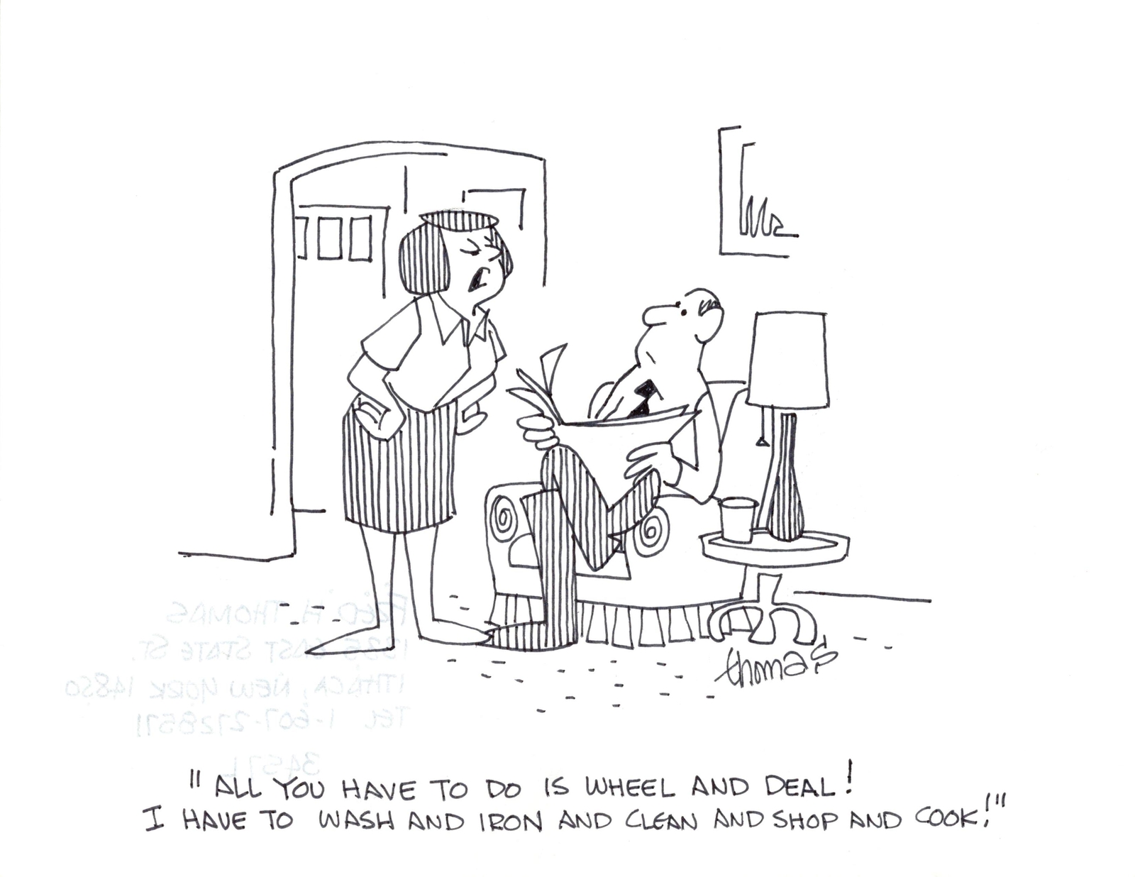 Fred Thomas Signed Original Gag Panel Original Comic Art Cartoon 28