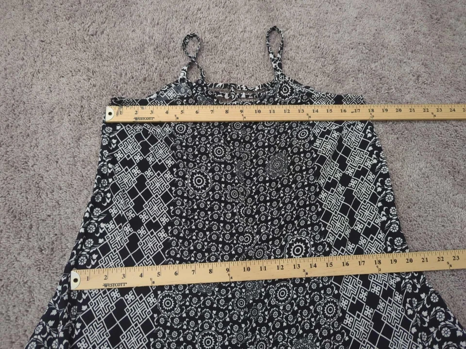 MSK Mono Mujer Grande Negro Suelto Fluido Pierna Ancha Geométrico Boho Foto 3 de 4