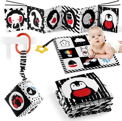 SAMMAS 3 Pcs Black and White High Contrast Baby Toys 0-6 Months for Newborn,... 