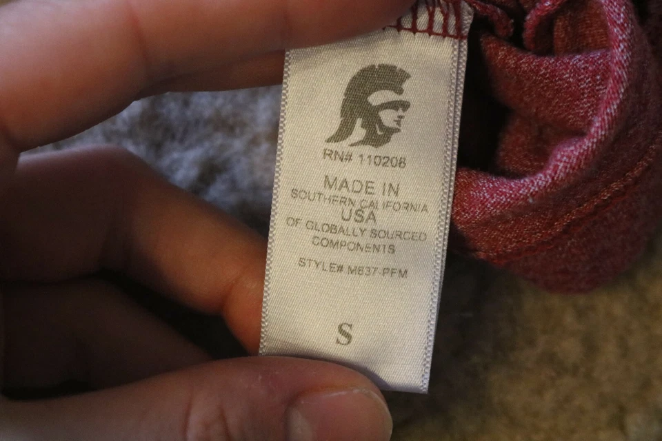 Camiseta Heritage USC Hombre Granate Cuello Redondo Mezcla Algodón Talla S Hecha en EE. UU. Foto 4 de 4