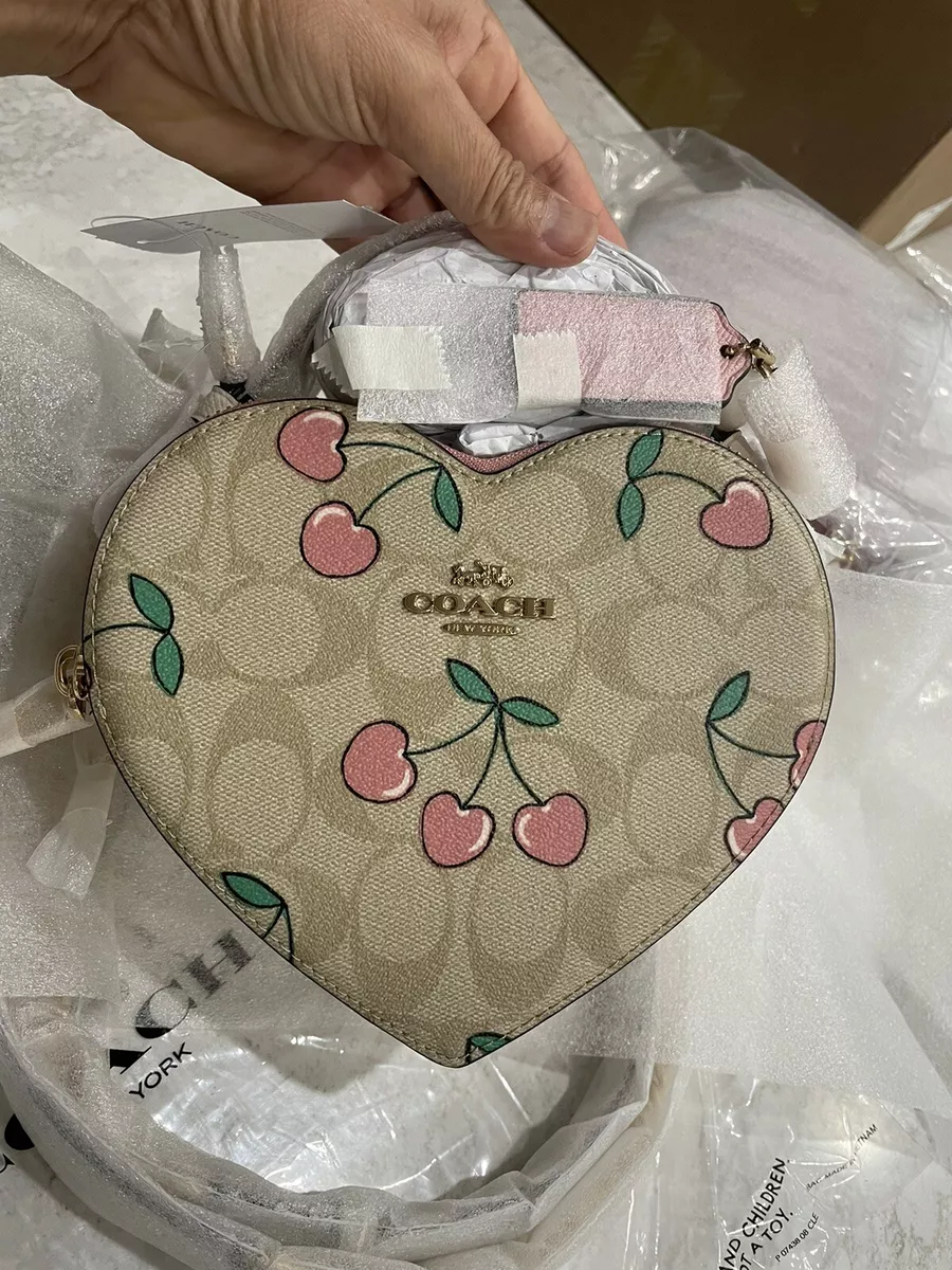 COACH Heart Shaped Crossbody Bag In Signature Canvas in Brown