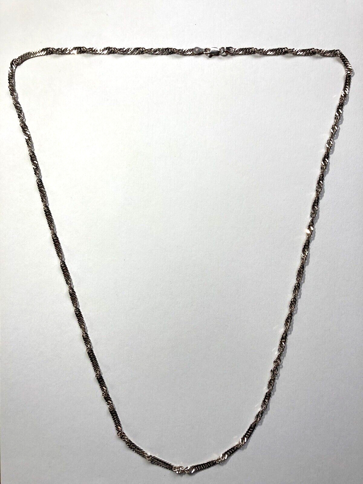 925 Sterling Silver Twisted Flat Fine Curb Link Chain… Gem