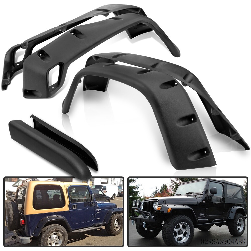Black Pocket Extended Fender Flares Kit Fit For 1997-2006 Jeep