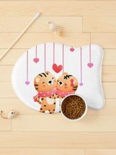 Valentine Cute Tigers Hearts Pet Cat Kitten Mat
