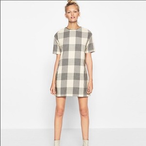 tartan shift dress zara