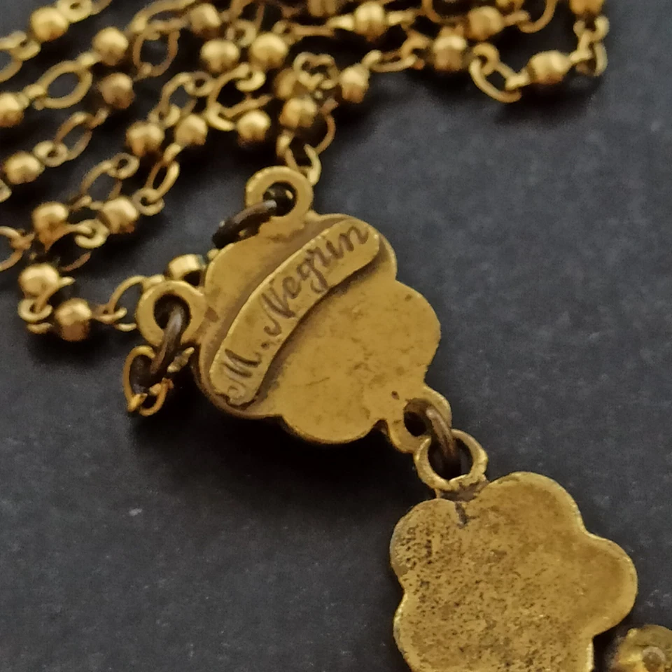 Collar Michal Negrin Flor Roja Cristales Gota en Y Romántico Dramático Granate Regalo Foto 4 de 4