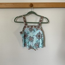 Wonder Nation Girls UPF 50 Blue Boho Print Tankini Swim Top Size XXL 18 New
