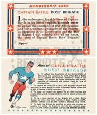CAPTAIN BATTLE BOYS BATTALION MEMBERSHIP CARD - VINTAGE REPRINT