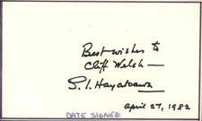 Senator S. I. Hayakawa Autograph