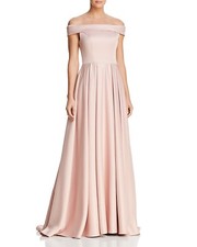 IEENA MAC DUGGAL 25669i Blush Mikado Satin Off Shoulder Ball-Gown Maxi Dress 6