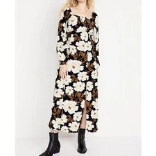 Old Navy Square Neck Puff Sleeve Floral Print Maxi Dress XXL Dark Romantic Midi