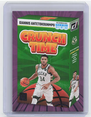 2023-24 Donruss #15 Giannis Antetokounmpo Crunch Time Purple Press Proof