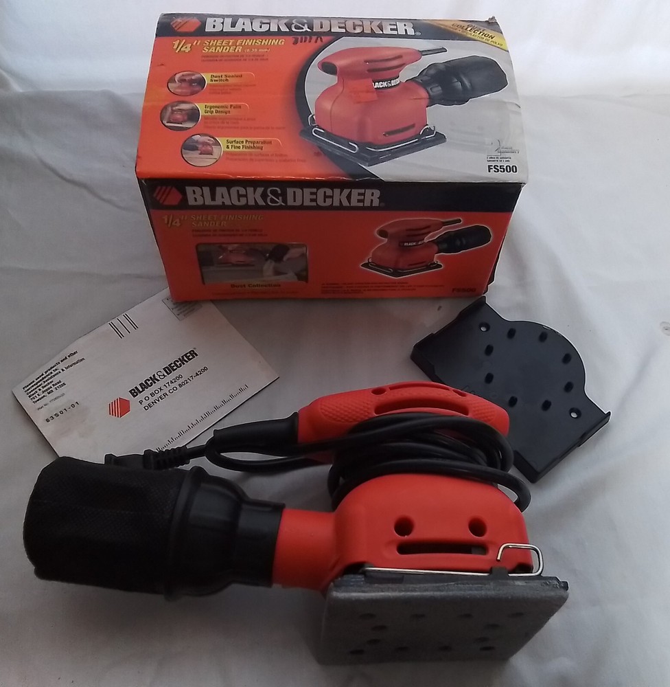 Black & Decker 1/4 Inch Sheet Finishing Palm Sander FS500 with Dust Collector