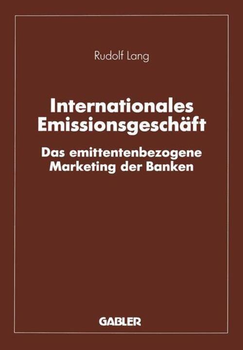 Rudolf Lang | Internationales Emissionsgeschäft | Taschenbuch |