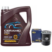 MotoröL Set 10W-40 Mannol 5 Liter + ÖLfilter FüR Citroen Honda Mazda Mitsubishi