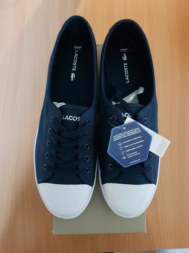 Lacoste Ziane BL 1 \u0026 2 CFA Canvas \u0026 Leather Slip On Trainer in White \u0026 Blue  UK 8 | eBay