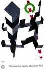 ALLAN D'ARCANGELO Munich Olympics 39.75" x 25" Serigraph 1972 Sports Gray, Black