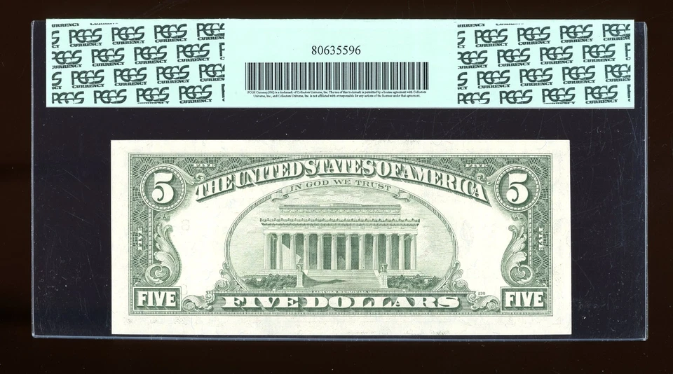 DBR 1985 $5 FRN St. Louis Gem Fr. 1978-H PCGS 65 PPQ Serial H83148072A - Image 2 of 2