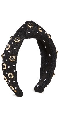 Lele Sadoughi Eva Cabochon Enameled Pearl Stud Tweed Black Knotted Headband Lele Sadoughi Jet Eva Cabochon Knotted Headband NWT | eBay main image 4